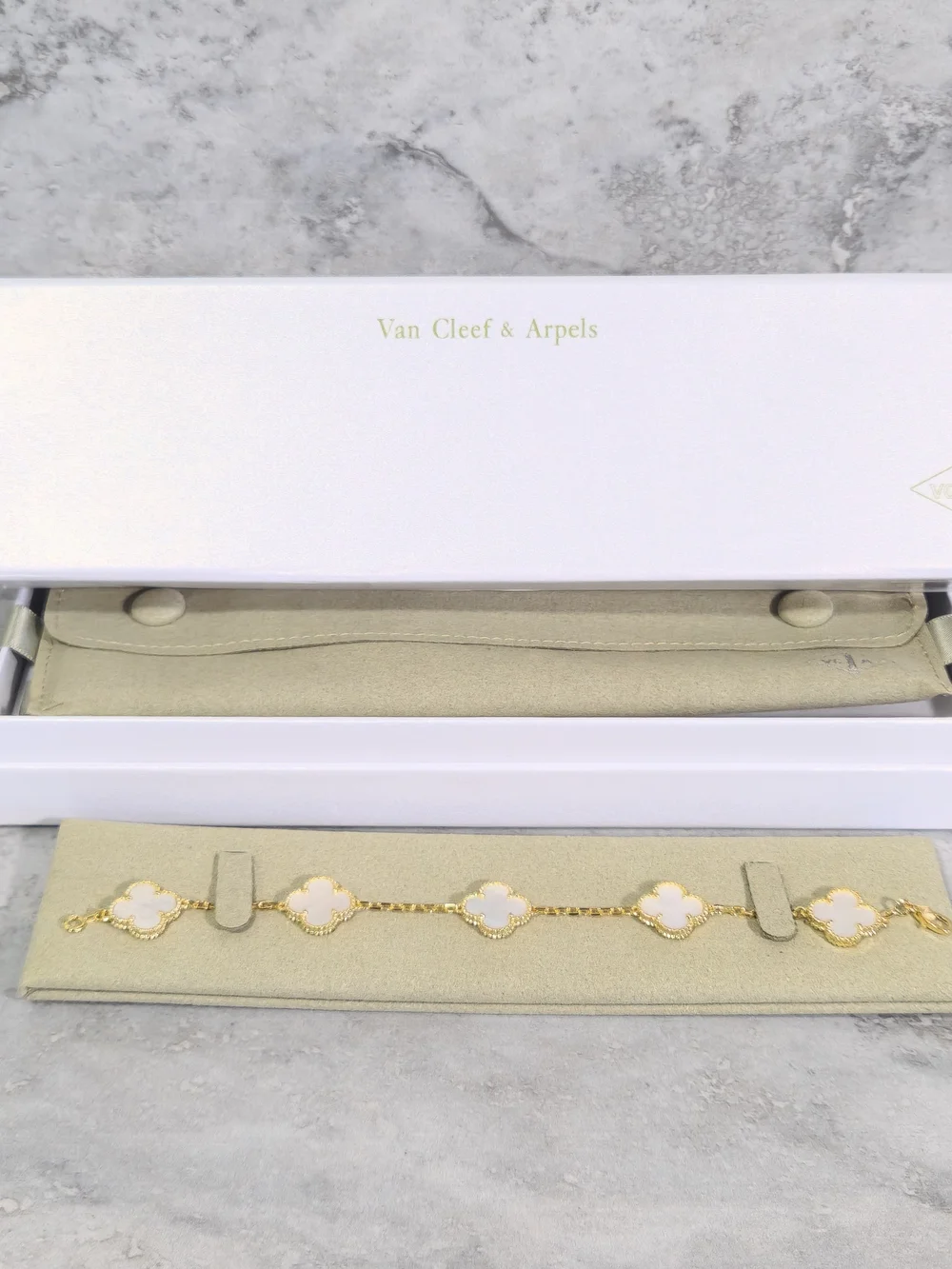 Van Cleef & Arpels Alhambra Mother-of-Pearl Bracelet - Gold Clovers✨️